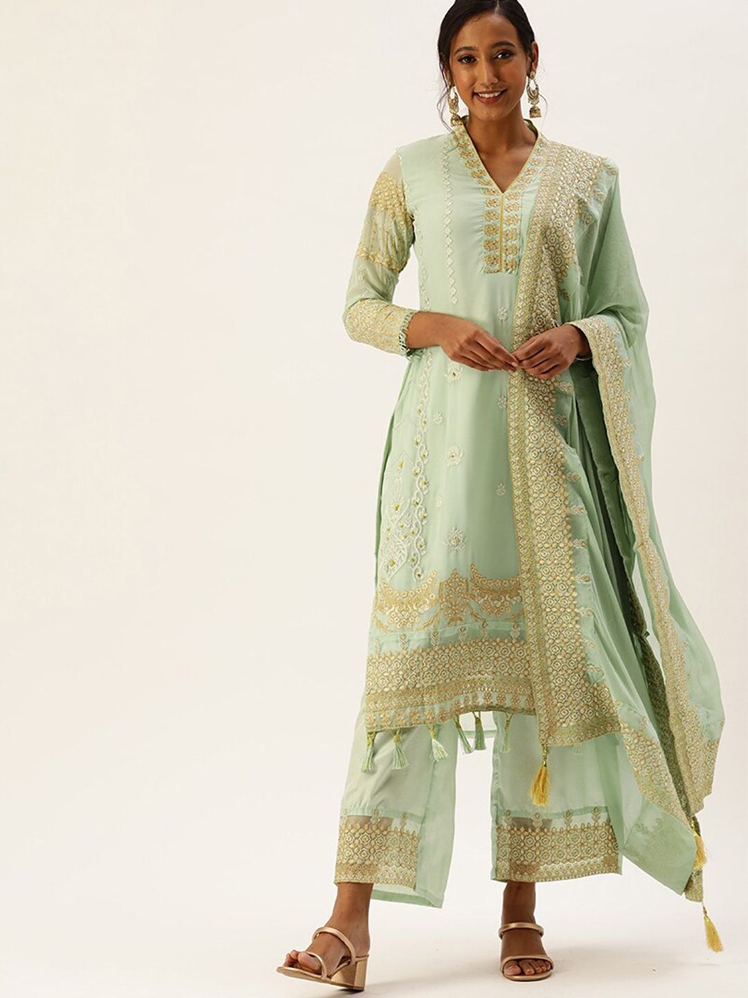 cbazaar Green Unstitched Dress Material Price in India