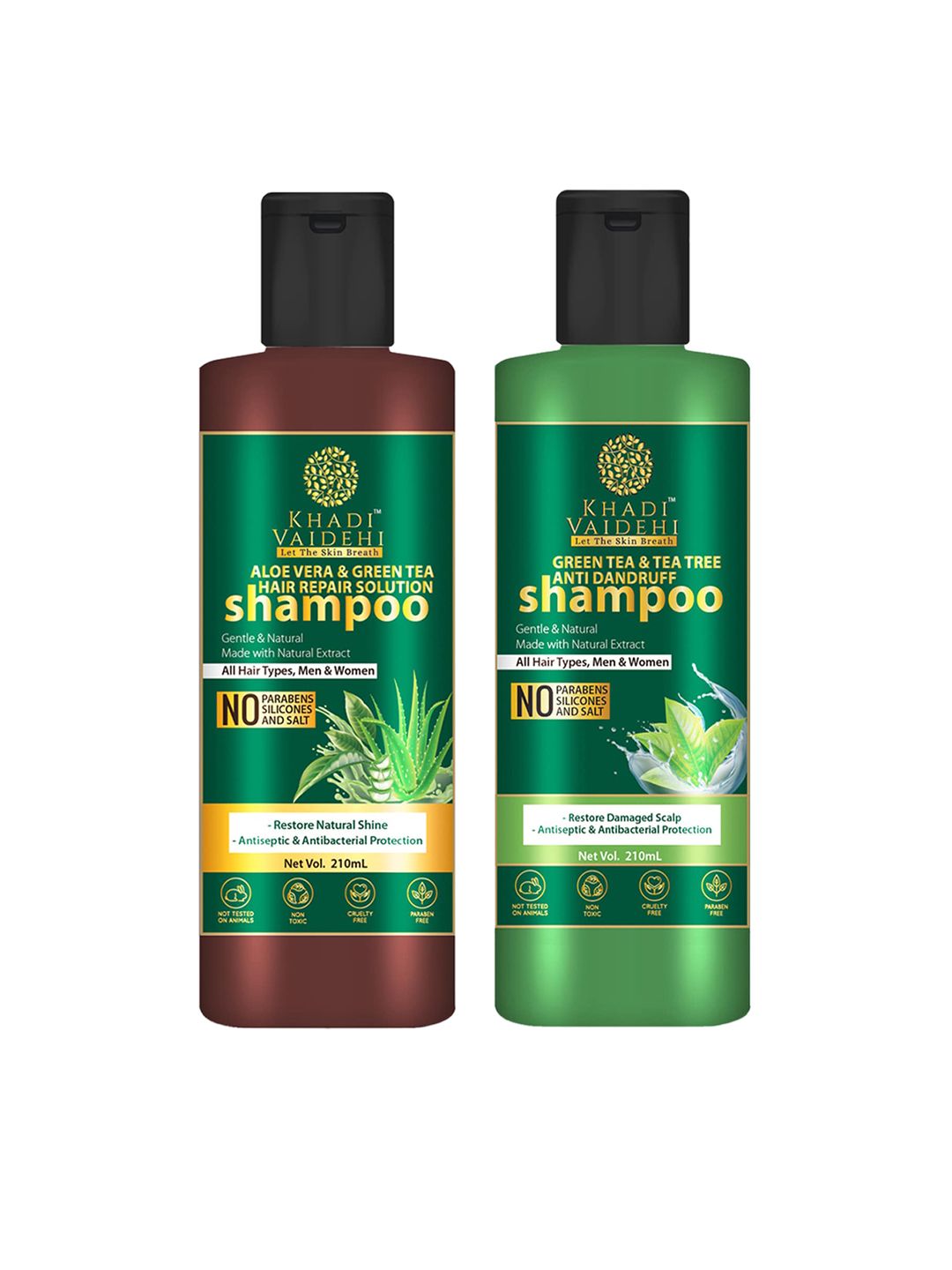 Khadi Vaidehi Aloe Vera Shampoo & Green Tea Shampoo - 210 ml Each Price in India
