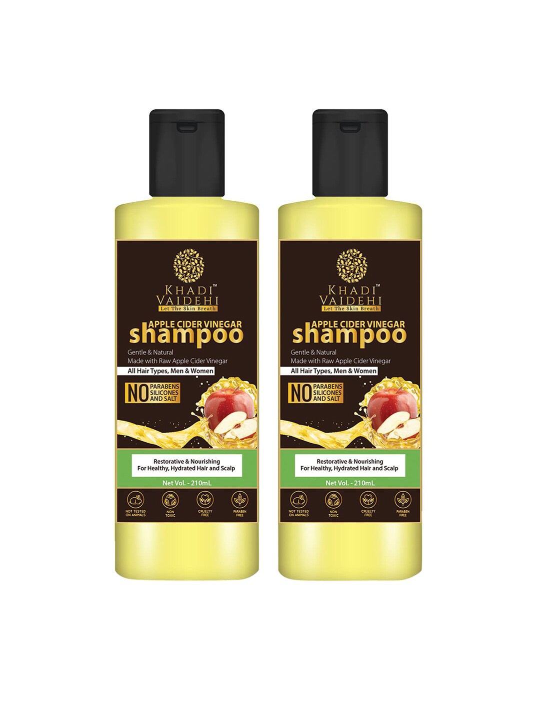Khadi Vaidehi Set of 2 Apple Cider Vinegar Complete Hair Care Shampoo - 210 ml Each Price in India