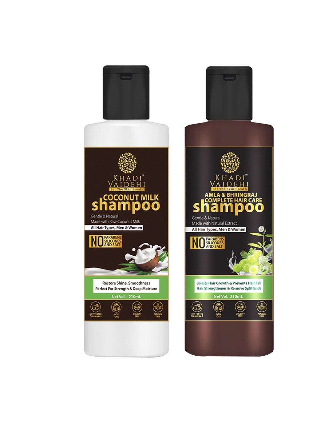 Khadi Vaidehi Set of Amla Bhringraj Shampoo & Coconut Milk Shampoo - 210 ml Each Price in India