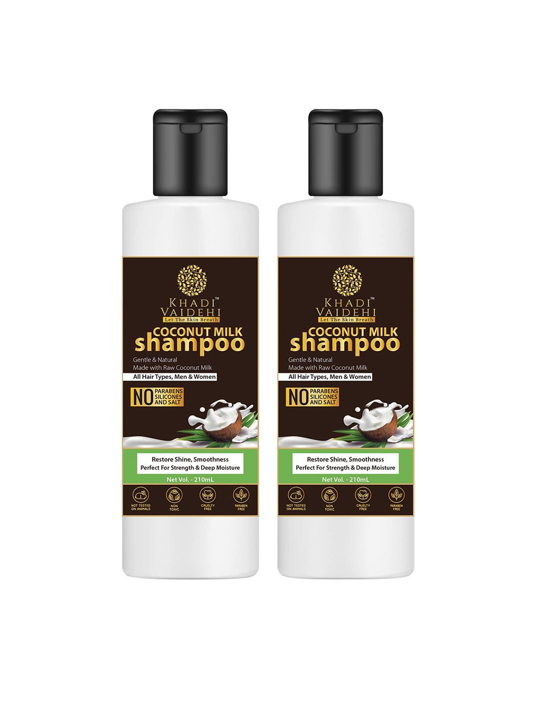 Khadi Vaidehi Set of 2 Paraben-Free Coconut Milk Shampoo - 210 ml Each Price in India