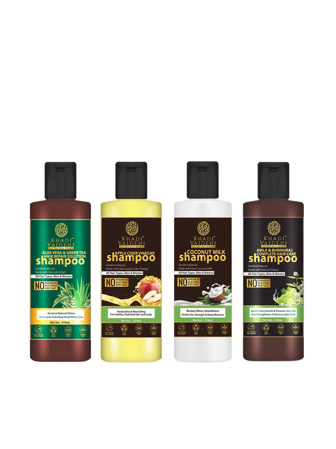 Khadi Vaidehi Set of 4 Paraben-free Shampoo for All Hair Types - 210 ml Each Price in India