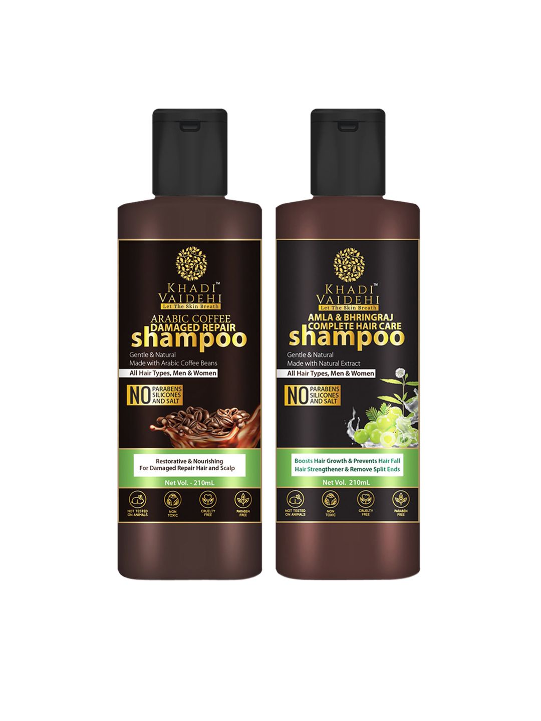 Khadi Vaidehi Set of 2 Paraben-Free Shampoos for All Hair Types - 210ml each Price in India