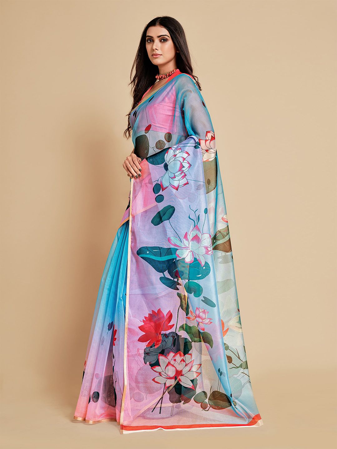 Sangria Women Turquoise Blue Sarees