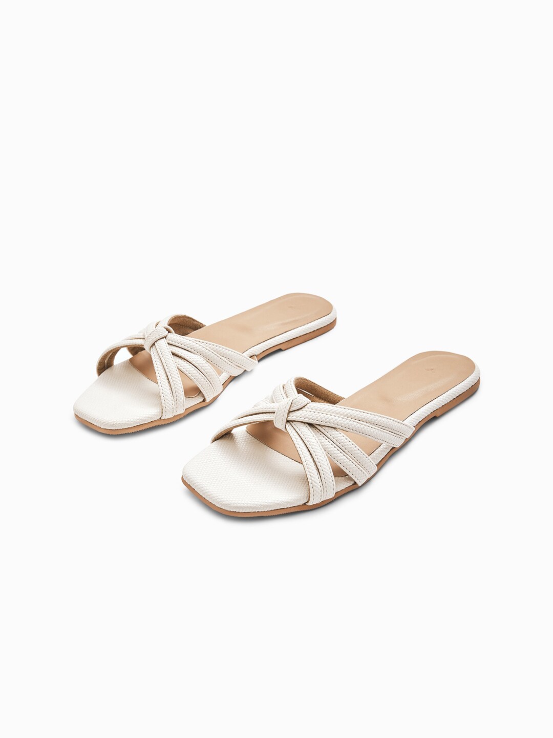 The Label Life Women White Open Toe Flats Price in India