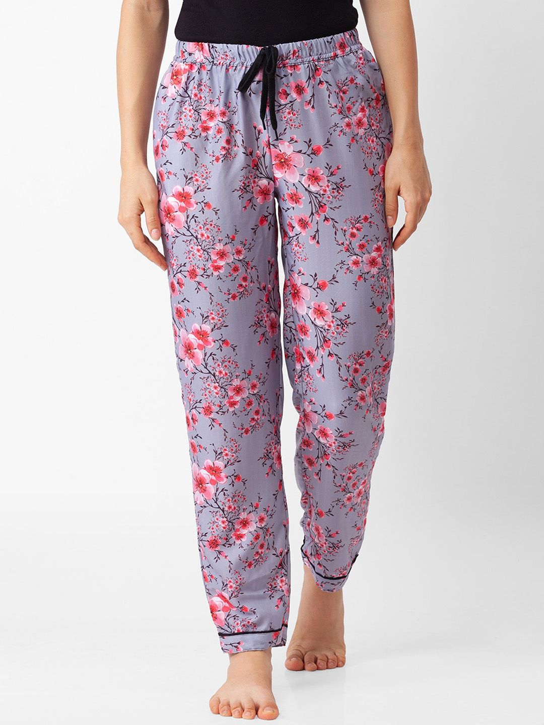 FashionRack Women Grey Floral Printed Lounge Pants Price in India
