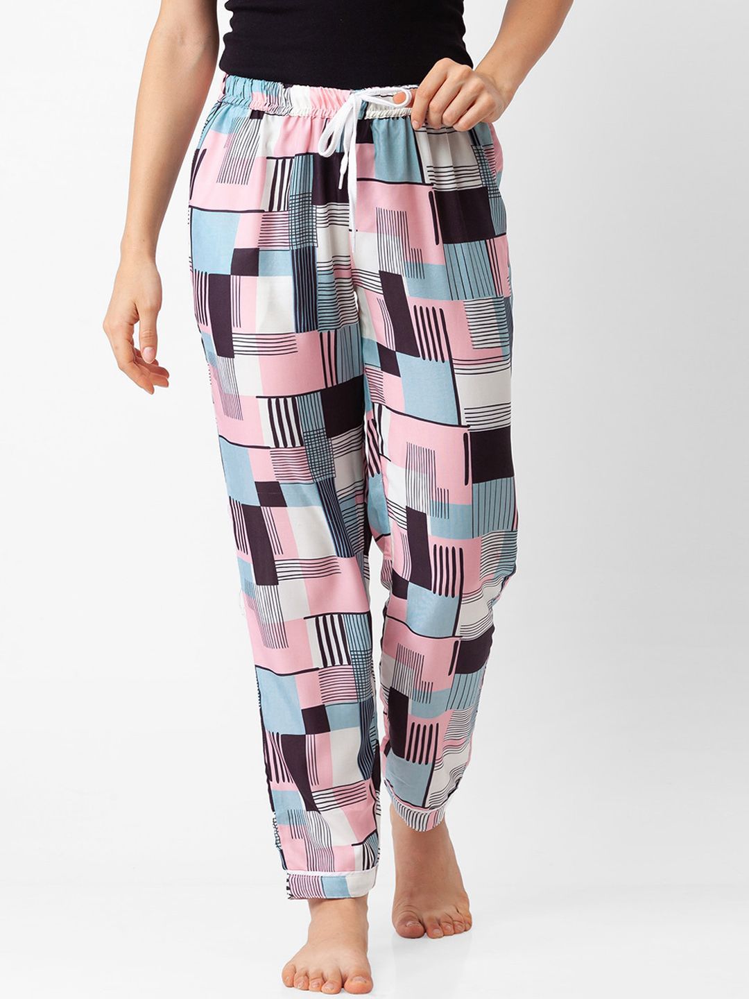 FashionRack Women Multicolored Printed Cotton Lounge Pants Price in India