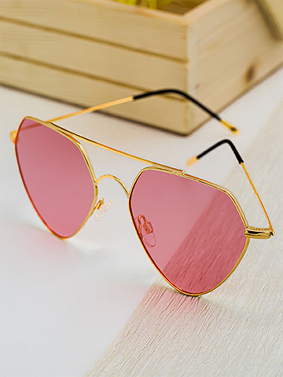 Bellofox Women Pink Lens & Gold-Toned Other Sunglasses Price in India