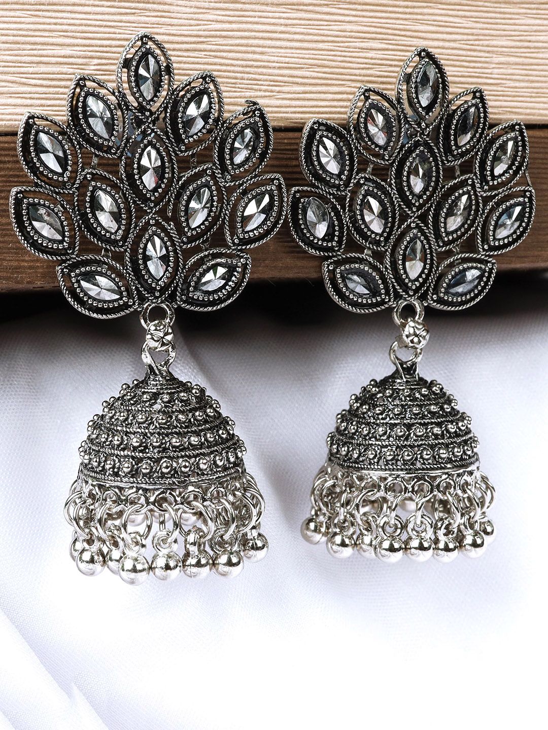 Fashion Frill Fashion Frill Silver-Toned Contemporary Jhumkas Earrings
