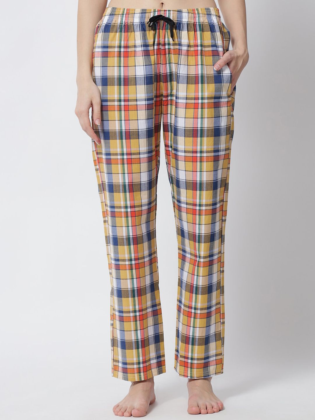 FFLIRTYGO Women Multicolored Checked Cotton Lounge Pants Price in India