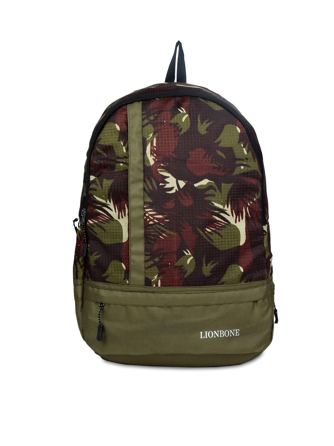 LIONBONE Unisex Green & Maroon Camouflage Backpack Price in India