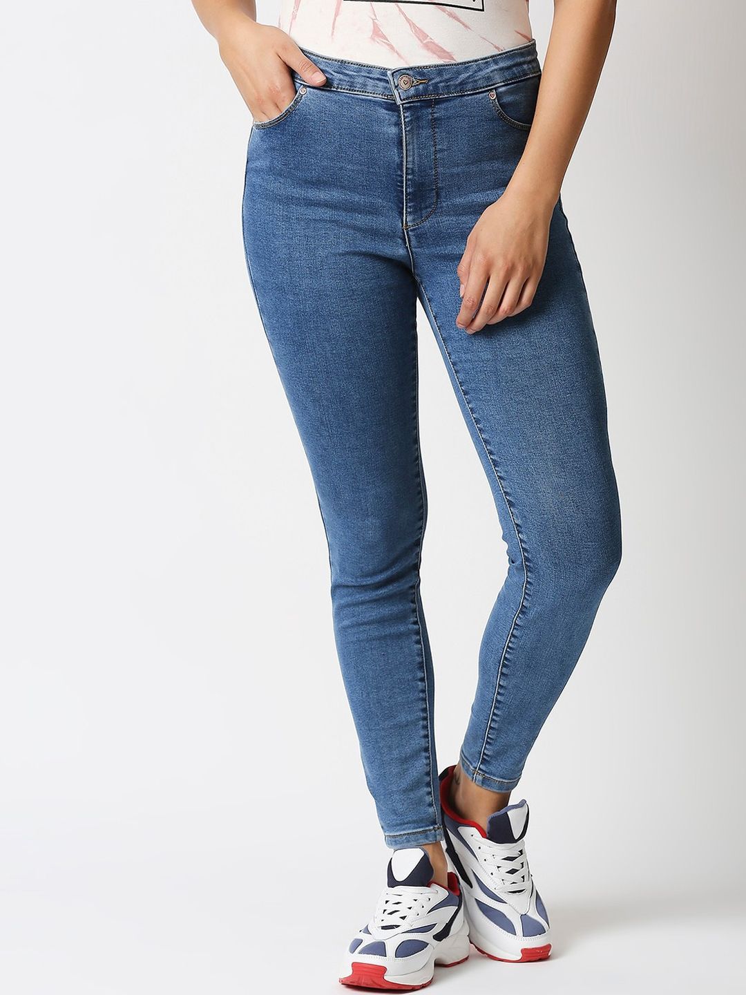 LOVEGEN Women Blue Tube Skinny Fit High-Rise Stretchable Jeans Price in India