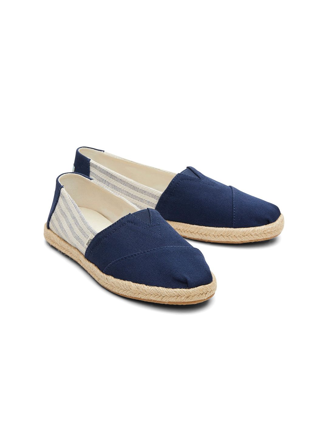 TOMS Women Navy Blue Stripes Organic Cotton Alpargata Rope Espadrille Price in India