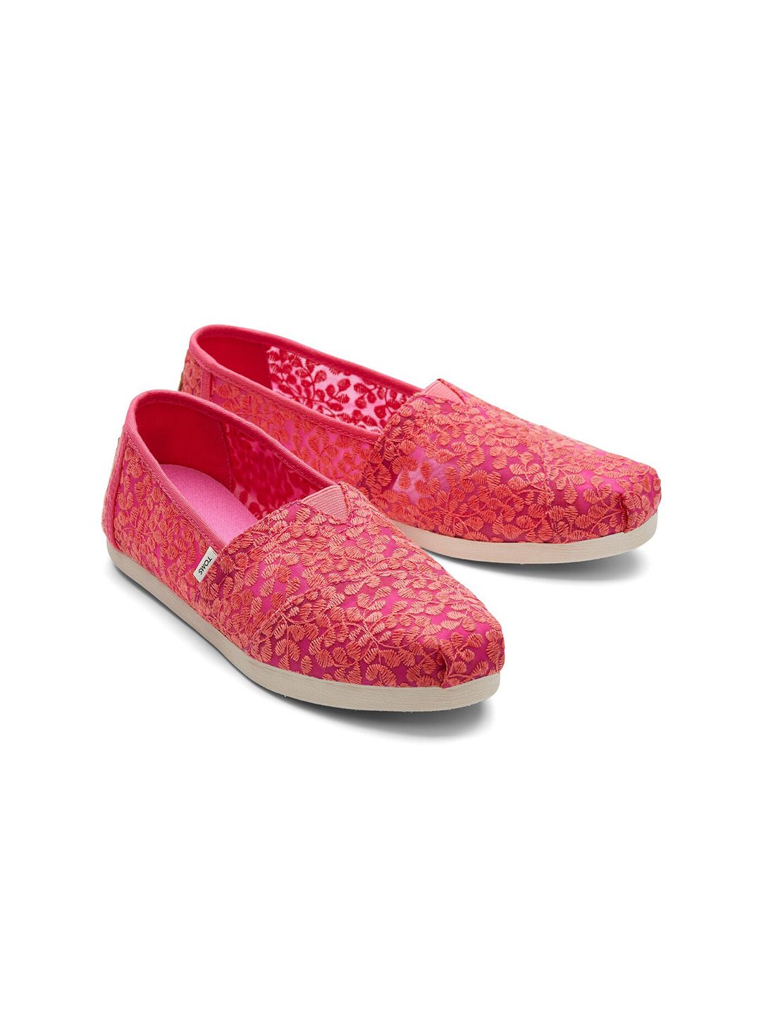 TOMS Women Pink Botanical Lace Alpargata Slip-on Sneakers Price in India