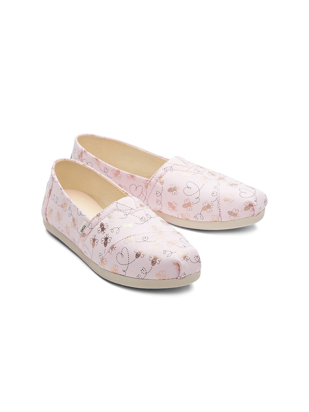 TOMS Women Pink Foil Bee Print Alpargata Slip-on Sneakers Price in India