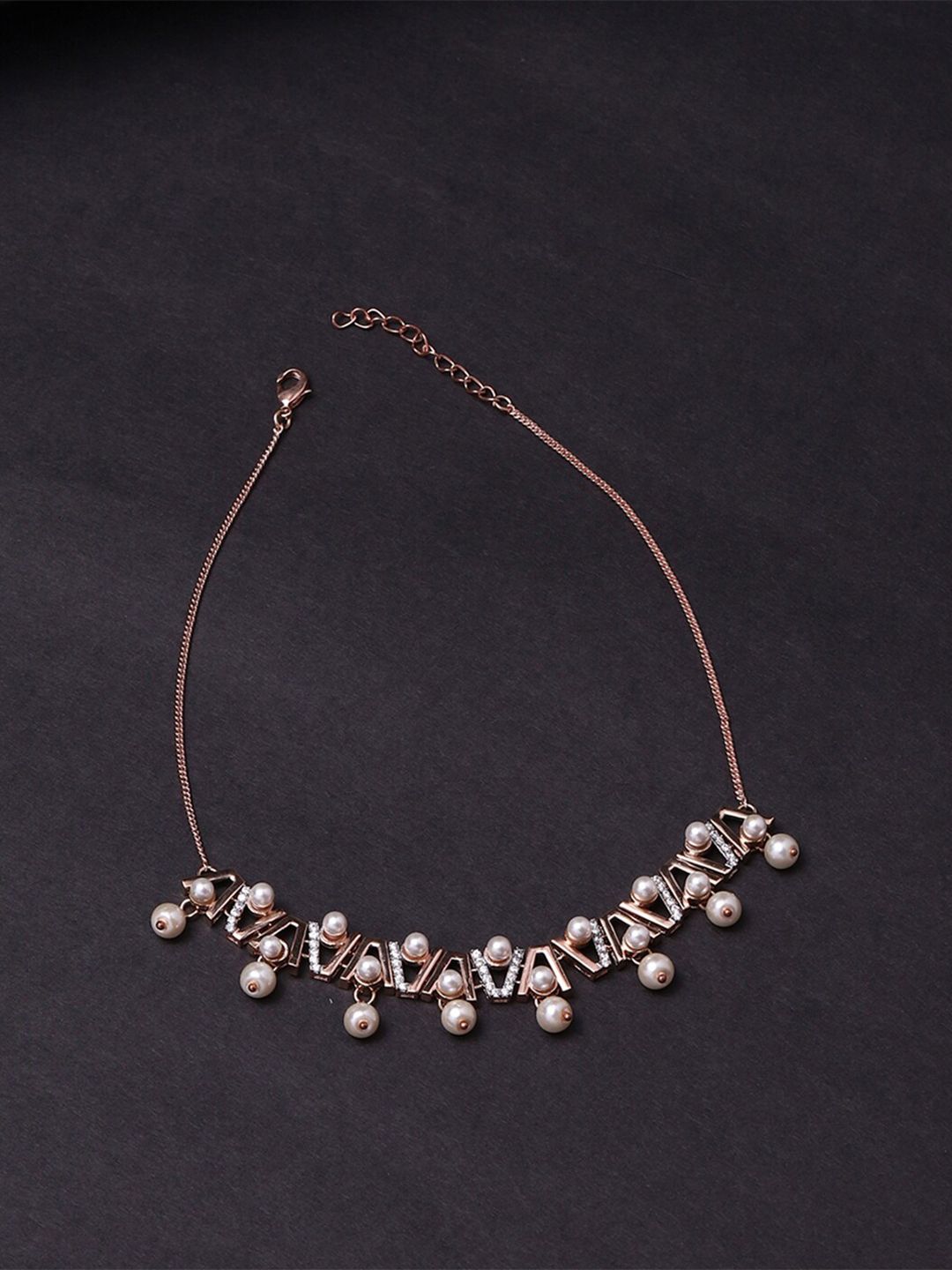 Voylla Rose Gold & White Brass Rose Gold-Plated Necklace Price in India