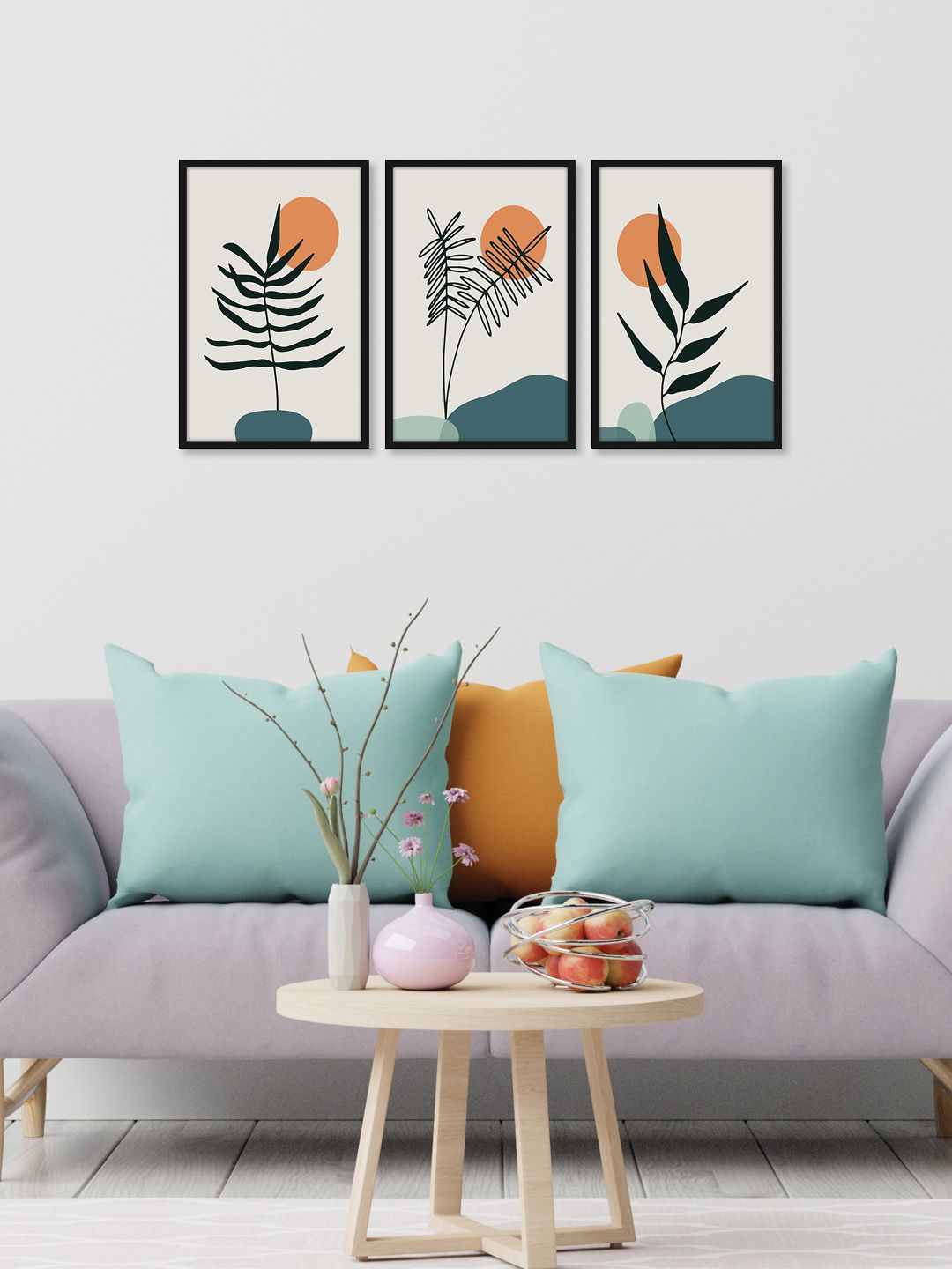 Random Set of 3 Rowan Leaves Wall Art Price in India