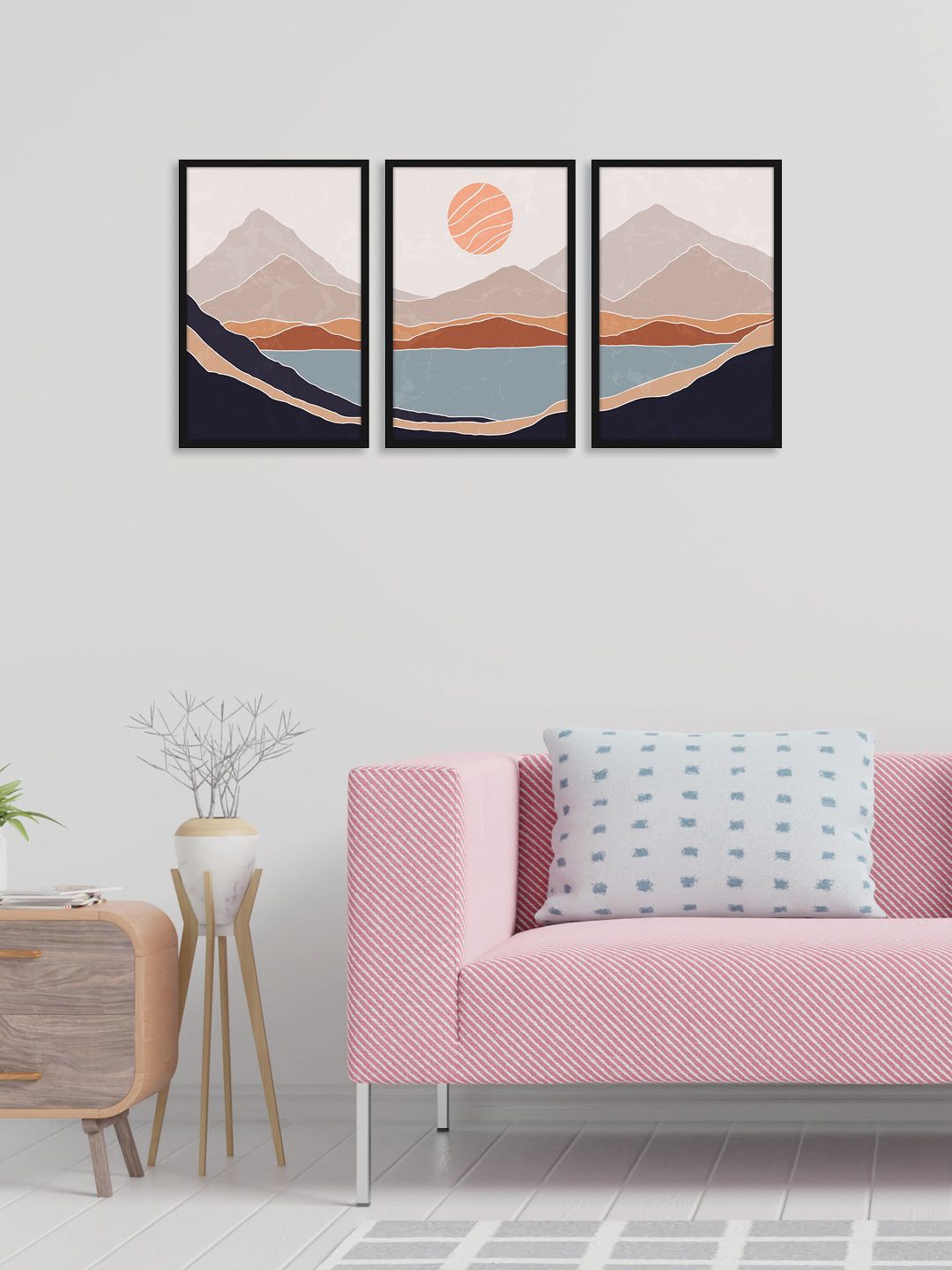RANDOM Set of 3 Lake Landscape Wall Paintings Price in India
