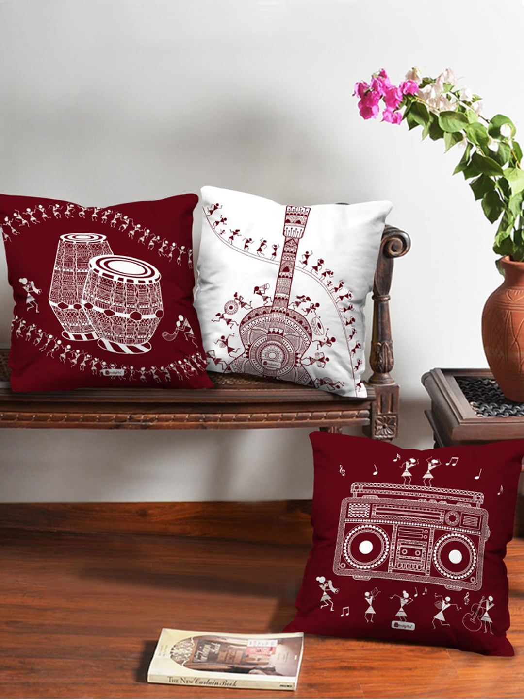 Indigifts  Set Of 3 Printed Cushions Inserts Price in India