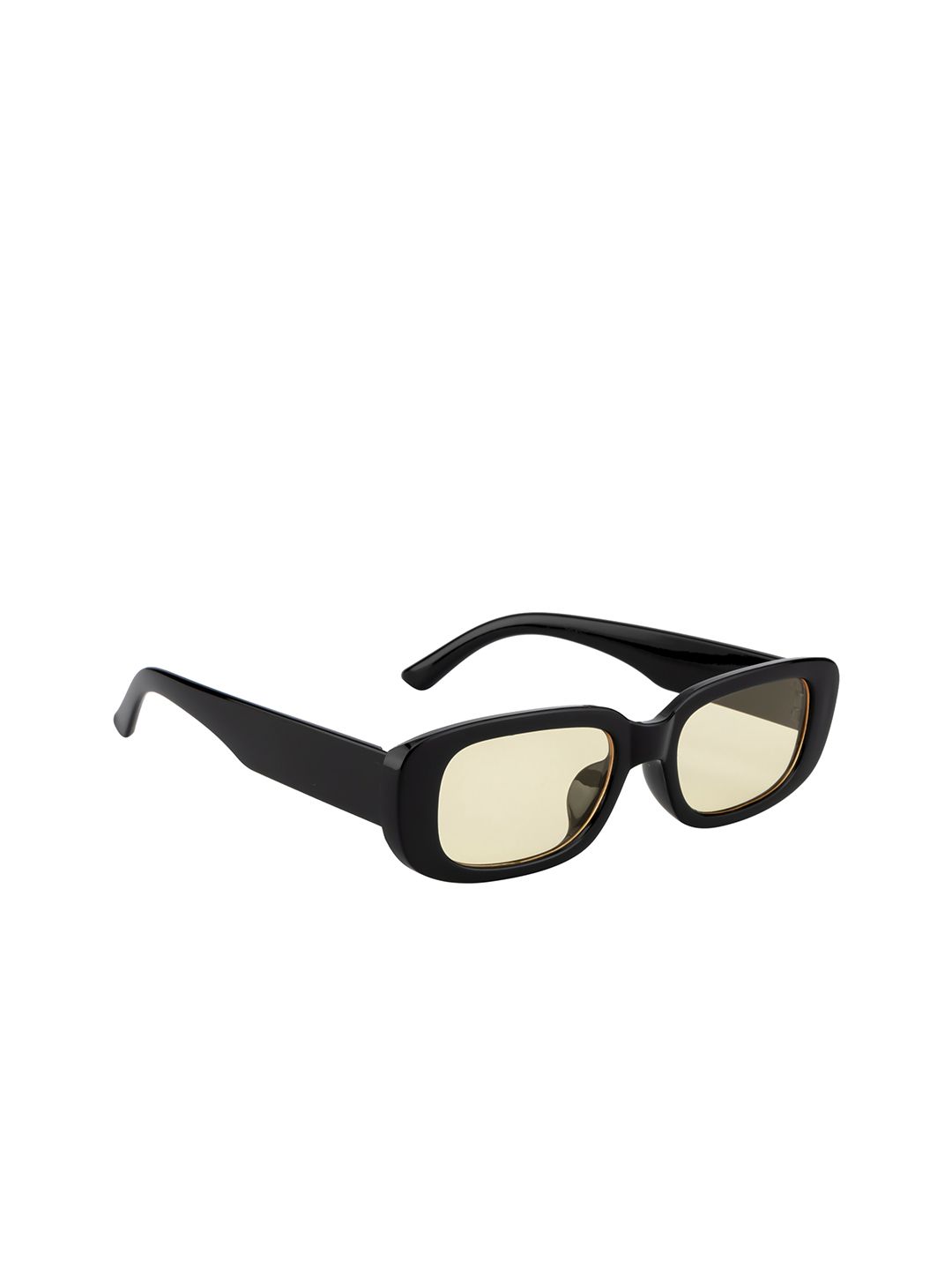 Ted Smith Unisex Yellow Lens & Black Oval Sunglasses with UV Protected Lens Price in India