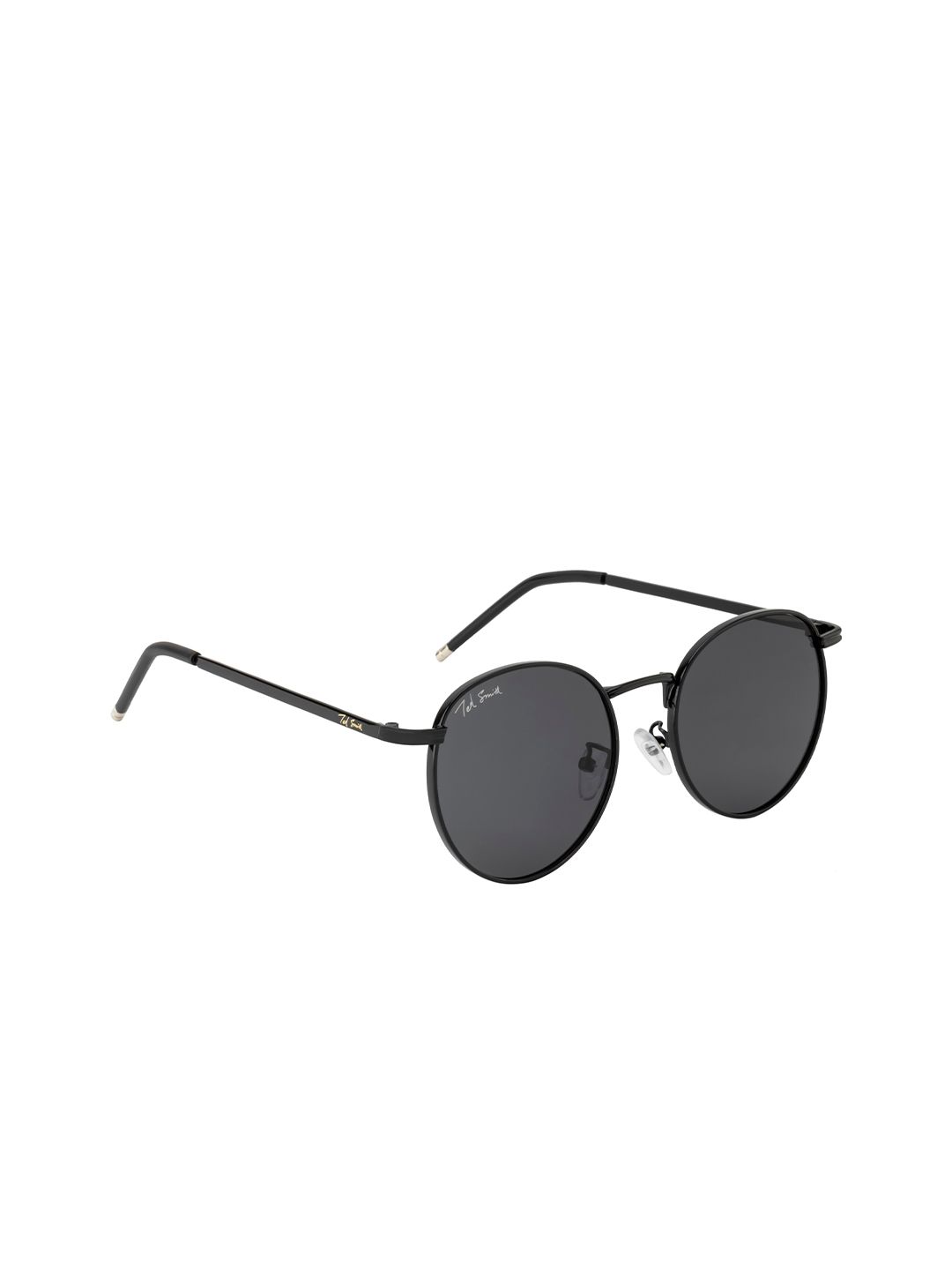 Ted Smith Unisex Grey Lens & Black Round Sunglasses with UV Protected Lens Price in India