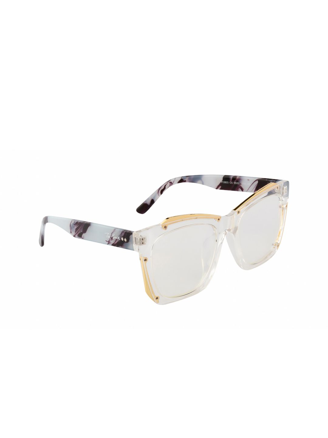 Ted Smith Women Clear Lens & White Cateye Sunglasses with UV Protected Lens Price in India