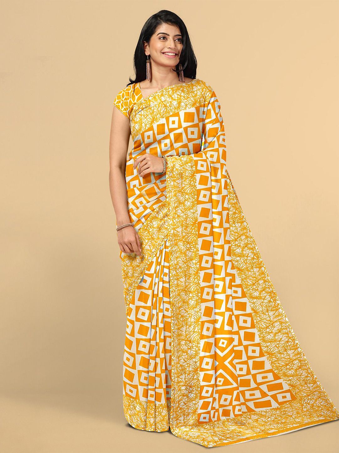 Kalamandir Mustard & Orange Saree Price in India