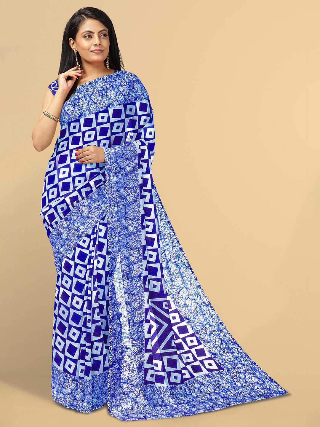 Kalamandir Blue & White Saree Price in India