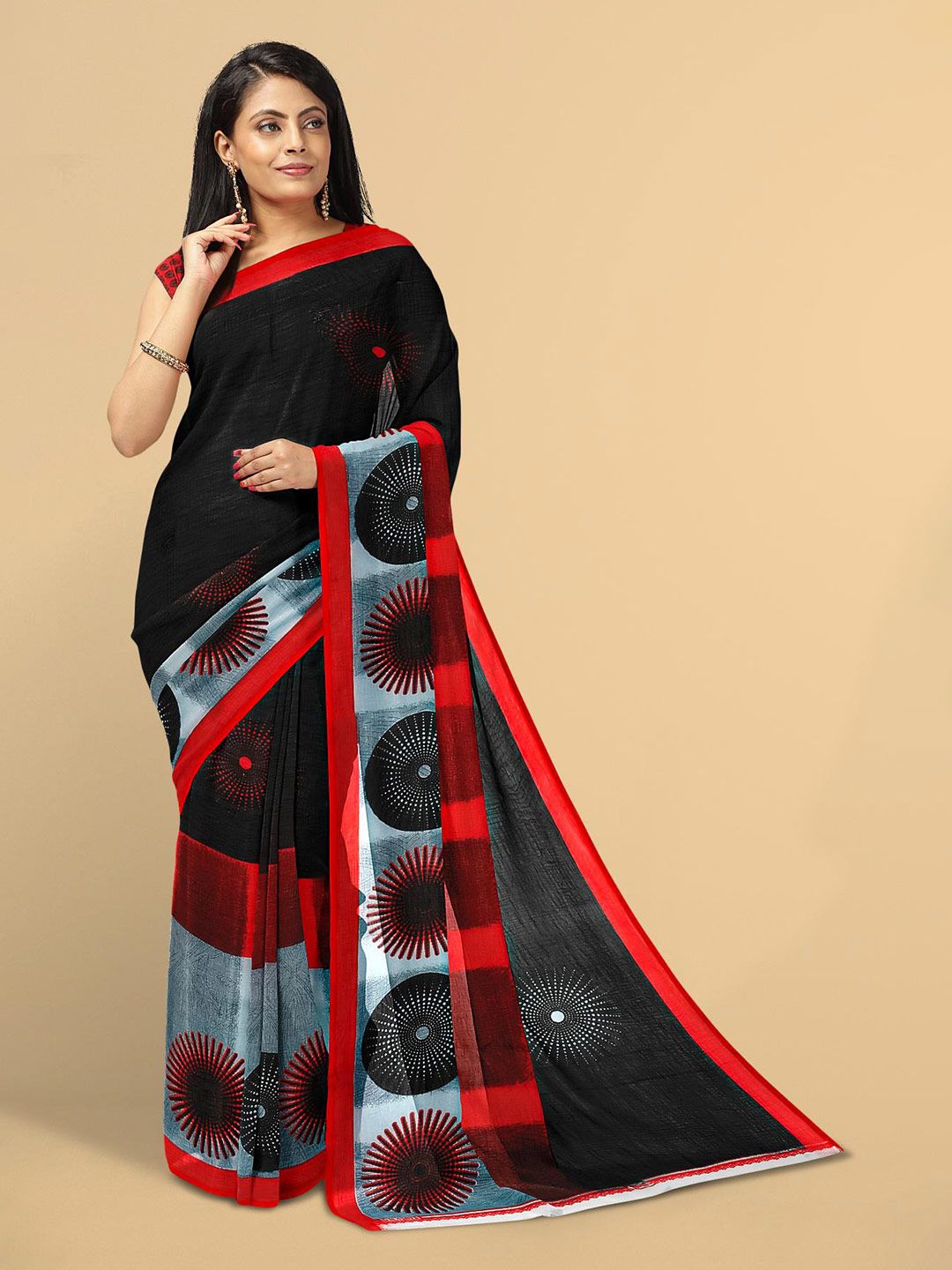 Kalamandir Black & Grey Floral Saree Price in India