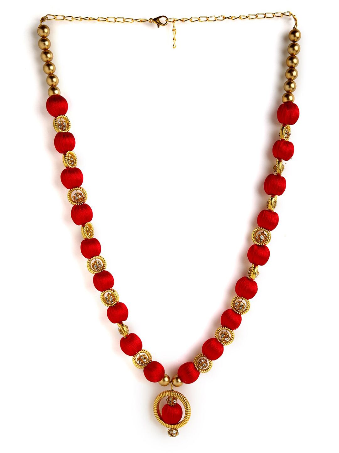 AKSHARA Red & Gold-Toned German Silver Gold-Plated Handcrafted Necklace Price in India