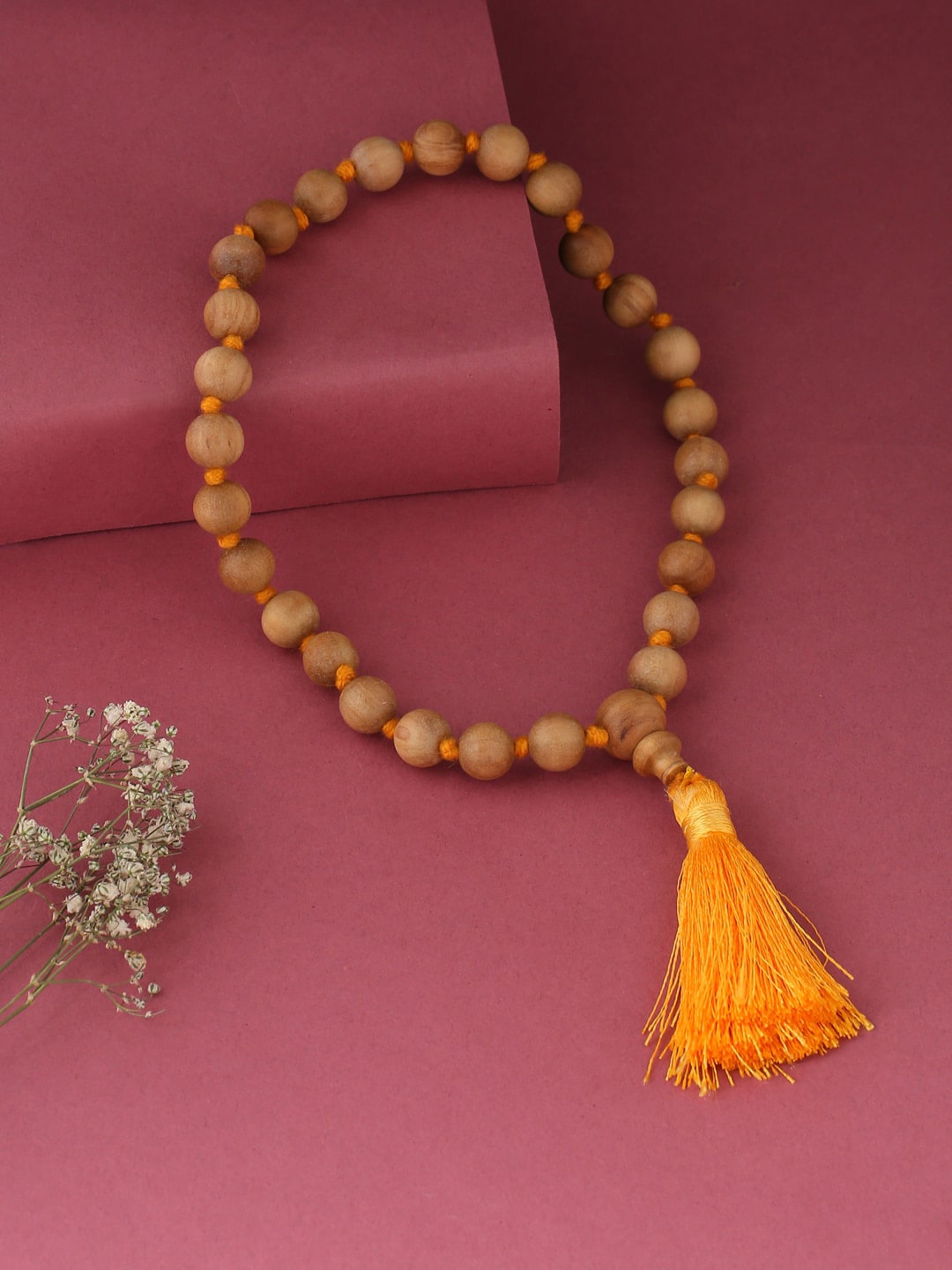 RDK Unisex Beige & Orange Pure Sandalwood Prayer/Japa Bead Mala Price in India