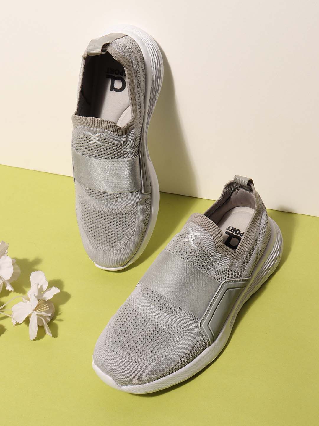Carlton London sports Women Grey Textured Slip-On Sneakers Price in India