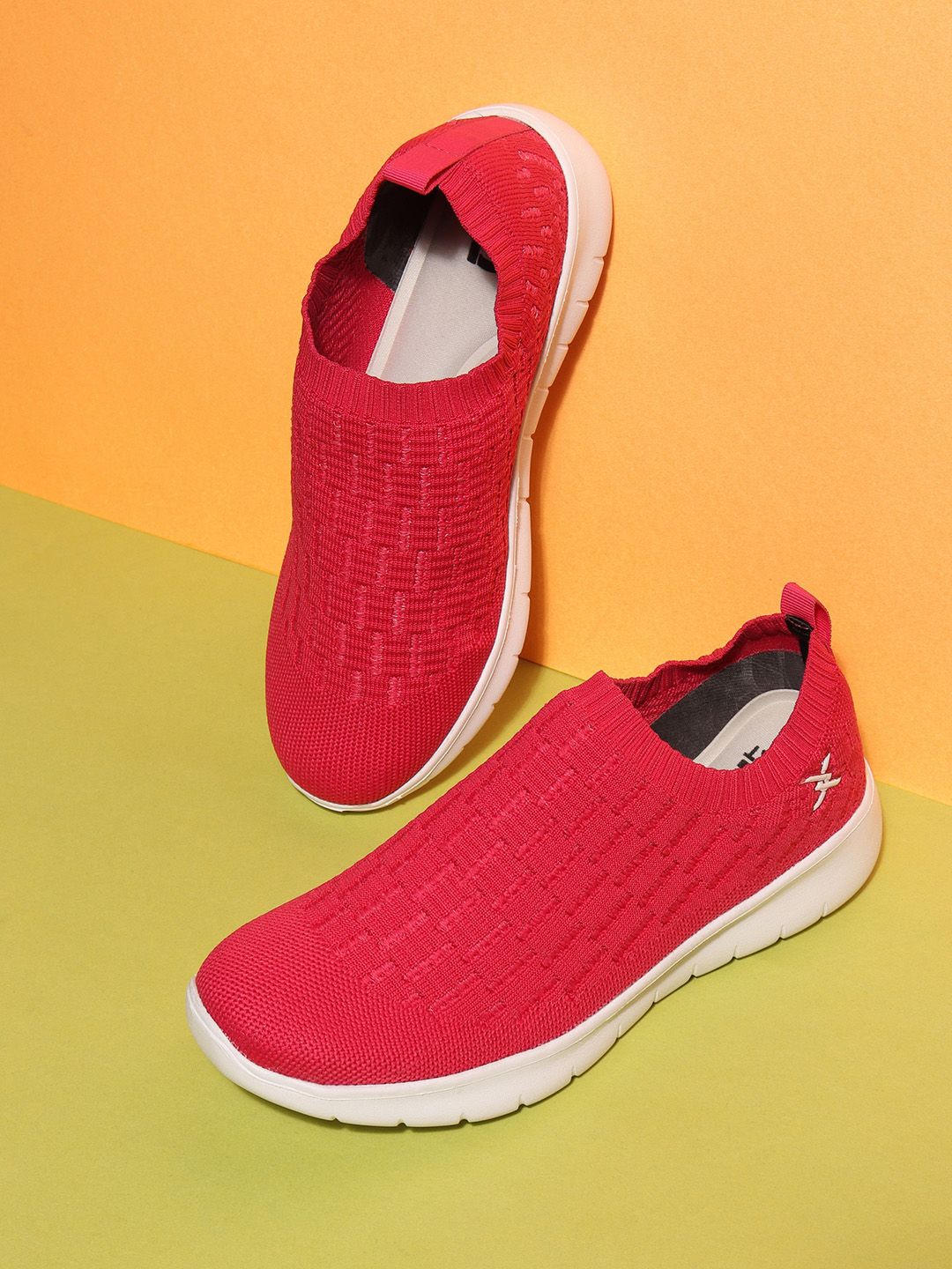 Carlton London sports Women Fuchsia Woven Design Slip-On Sneakers Price in India