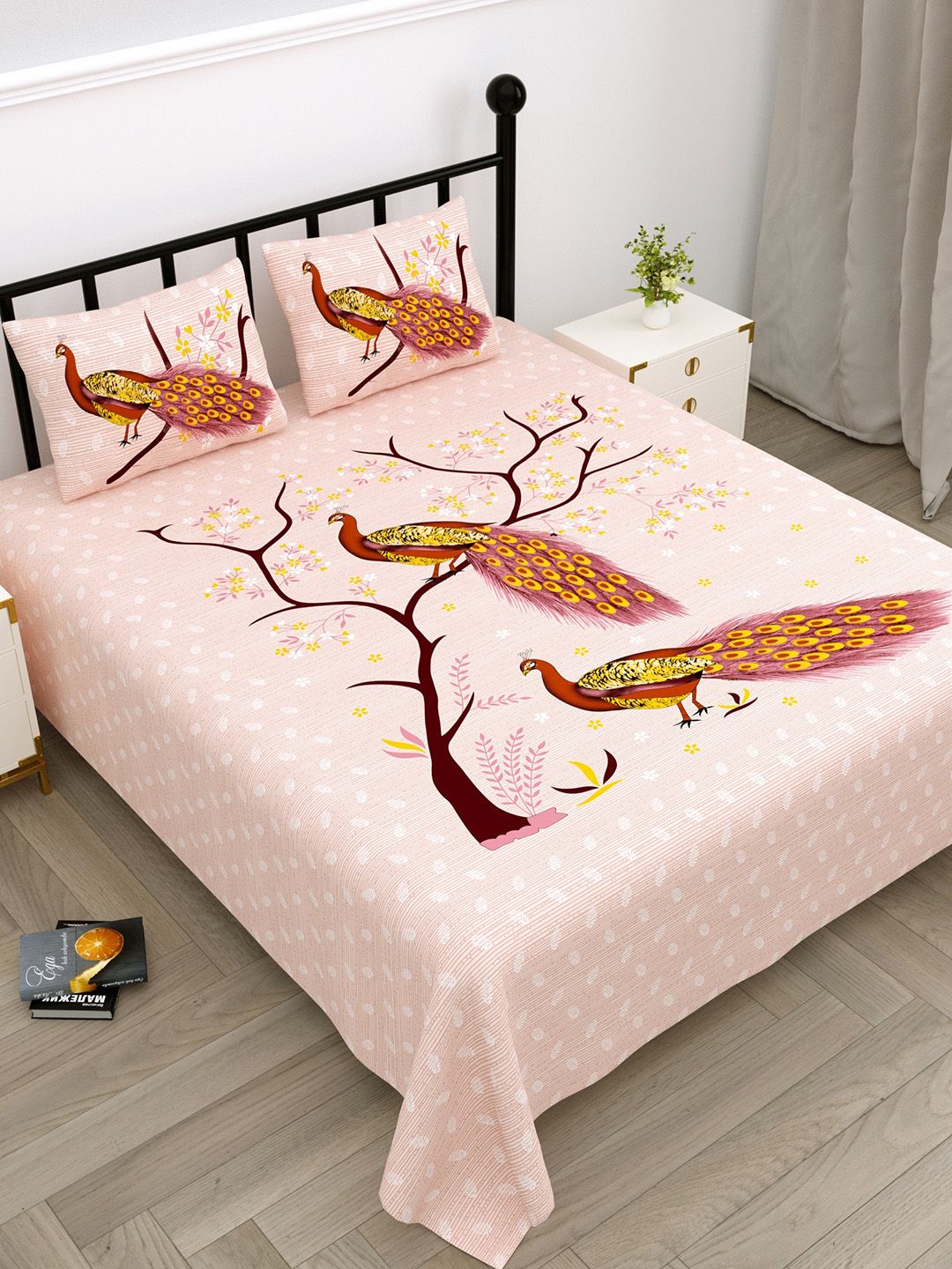 Aura Unisex Brown Bedsheets Price in India