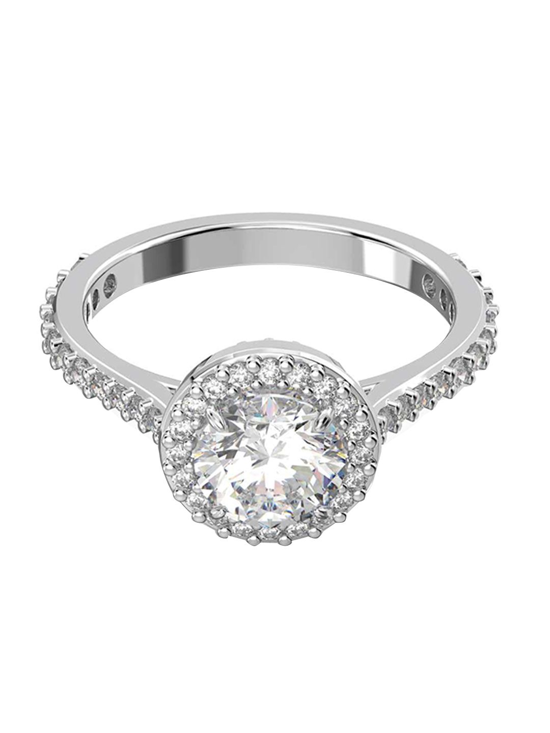 SWAROVSKI Rhodium-Plated & White Crystal Studded Finger Ring Price in India