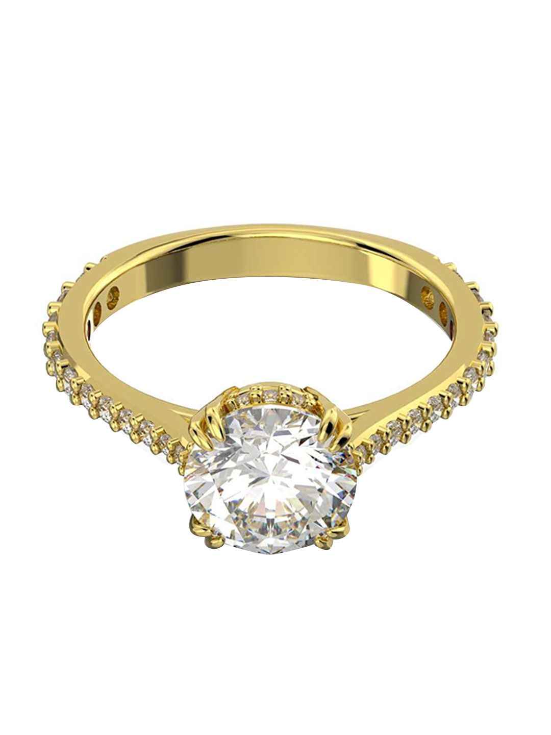 SWAROVSKI Gold-Plated & White Crystal Studded Finger Ring Price in India