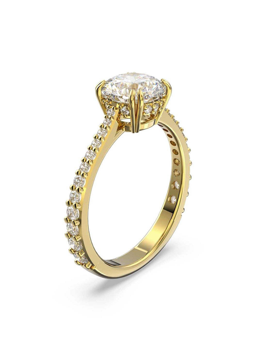 SWAROVSKI Gold-Plated White Crystal-Studded Finger Ring Price in India