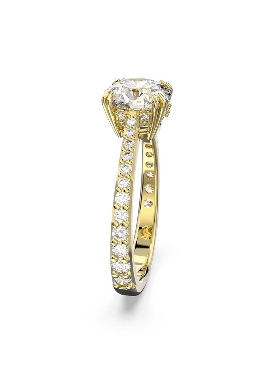 SWAROVSKI Gold-Plated White Crystal-Studded Finger Ring Price in India