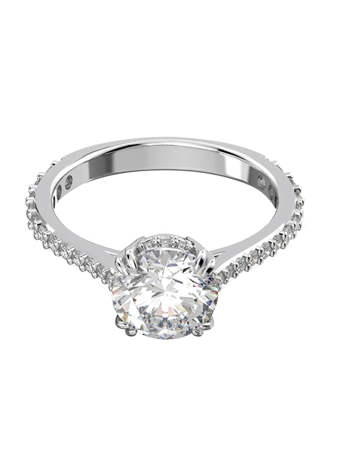 SWAROVSKI  Rhodium-Plated Crystal Studded Ring Price in India