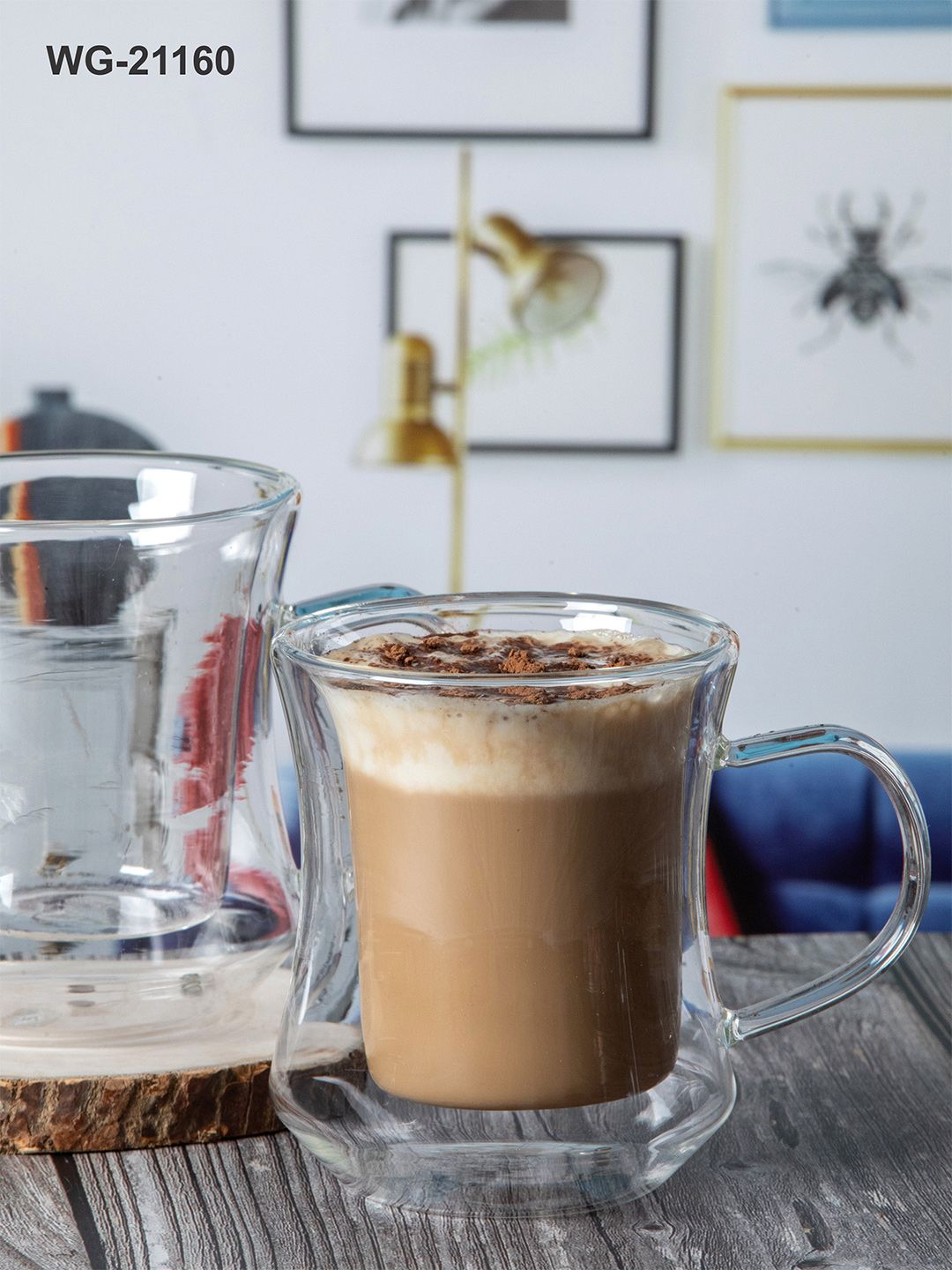 White Gold Transparent Floral Printed Glass Glossy Mugs Set of Cups and Mugs Price in India