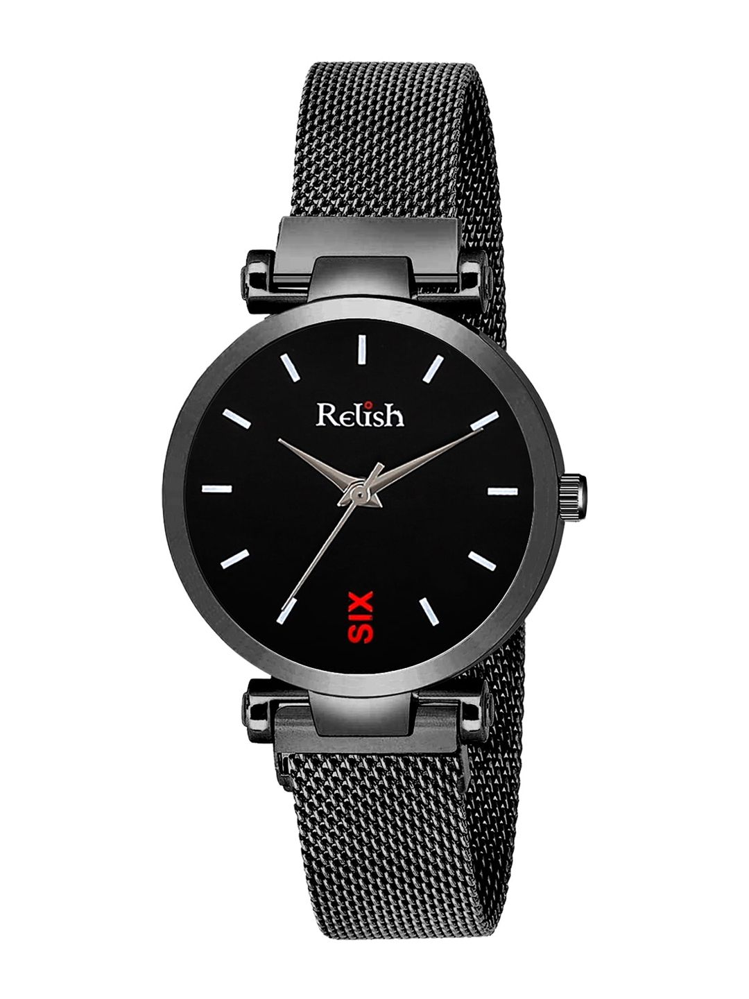 Relish Women Black Dial & Black Bracelet Style Straps Analogue Watch RE-L1164 Price in India