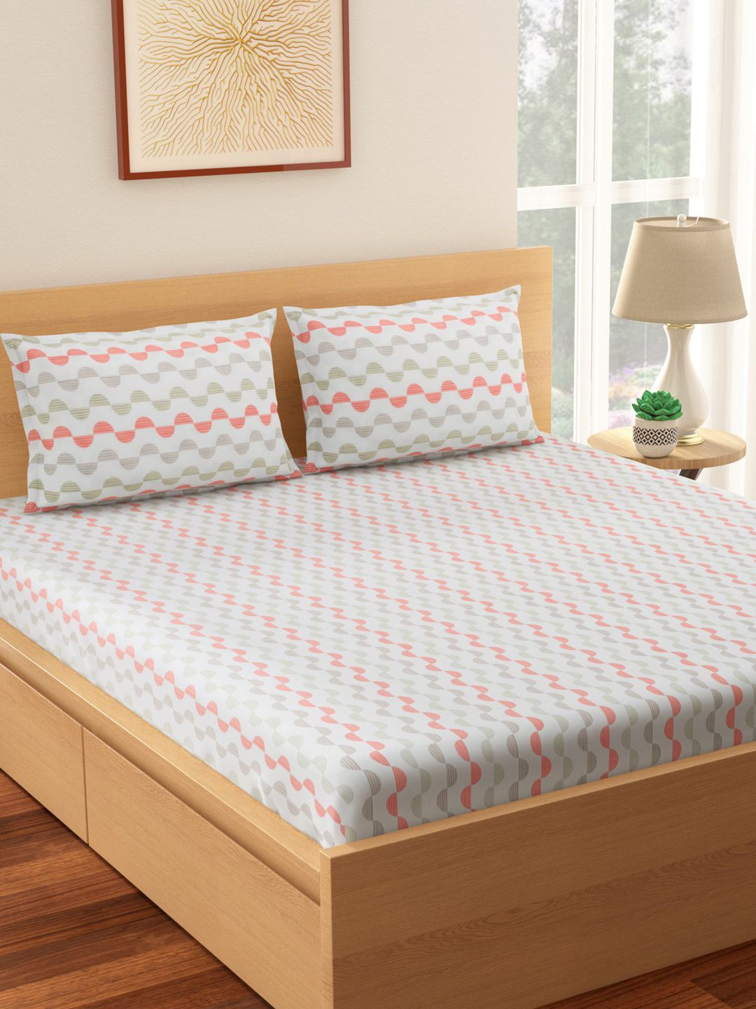Living scapes by Pantaloons Unisex Coral Bedsheets Price in India