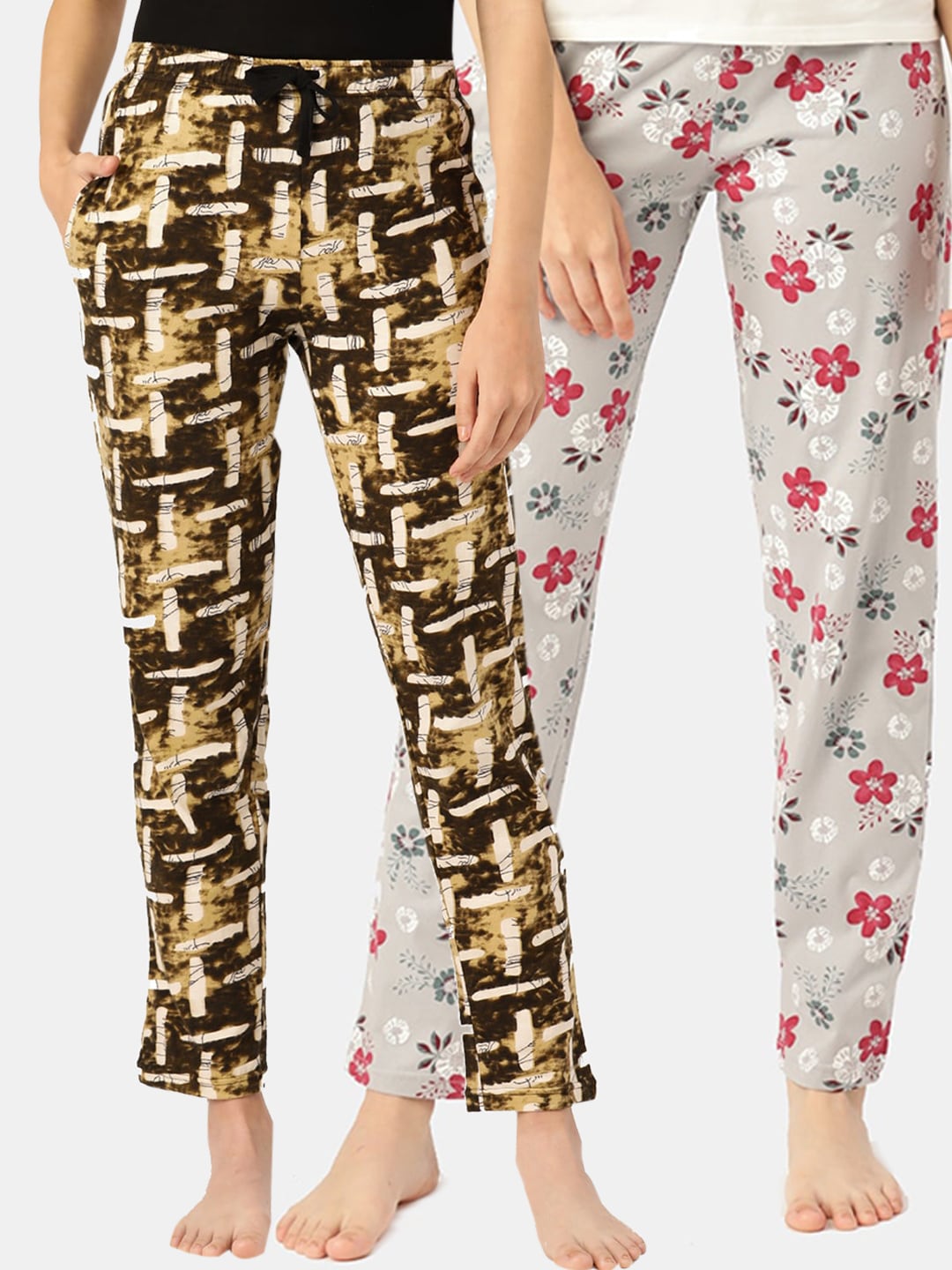 Leading Lady Women Pack of 2 Printed Pure Cotton Pyjamas Price in India