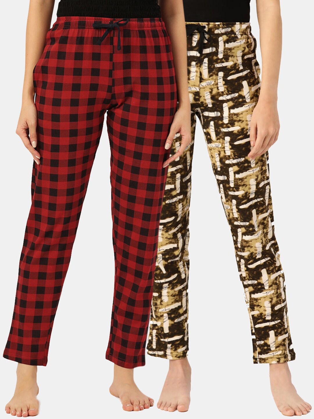 Leading Lady Women Pack Of 2 Printed Pure Cotton Pyjamas Price in India