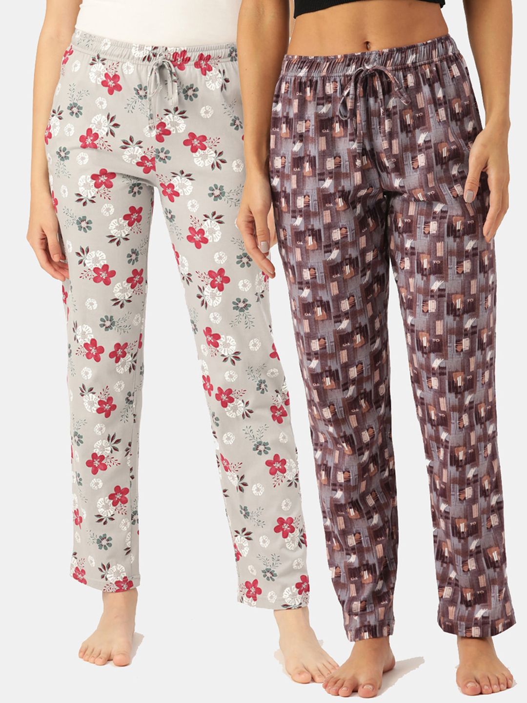 Leading Lady Women Pack of 2 Printed Cotton Lounge Pants Price in India