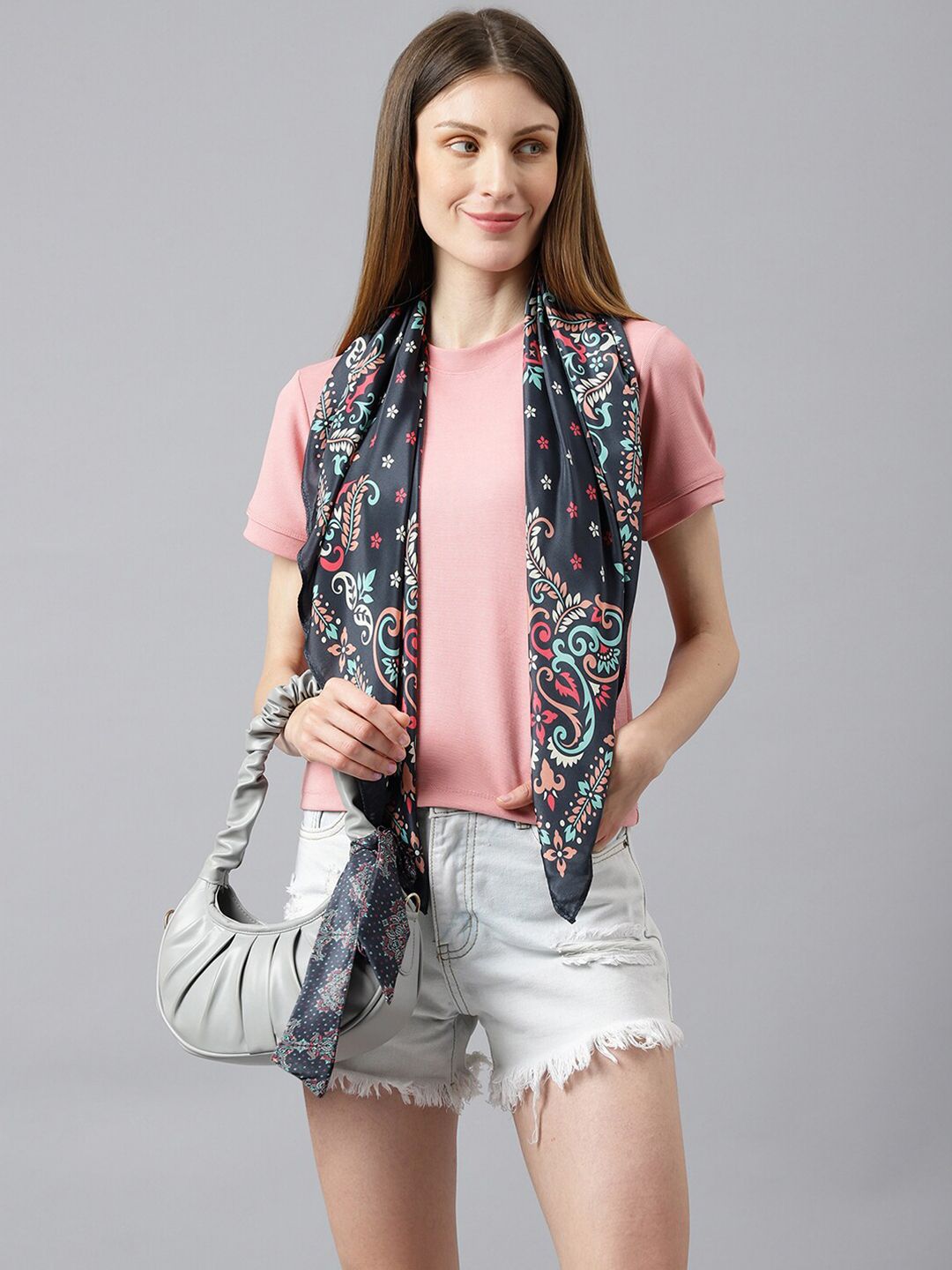 Tossido Women Black & Grey Printed Scarf Price in India