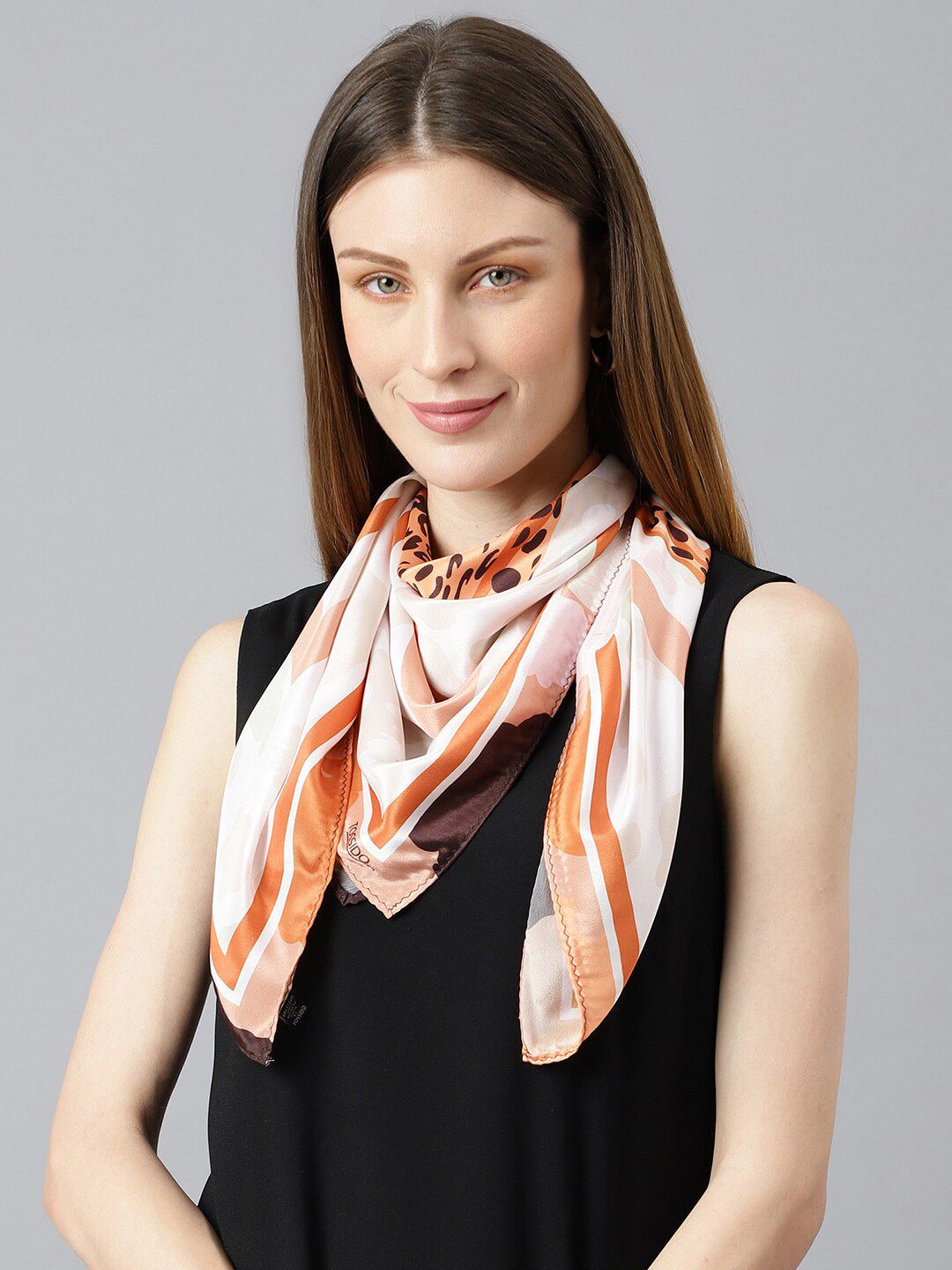 Tossido Women White & Orange Scarf Price in India