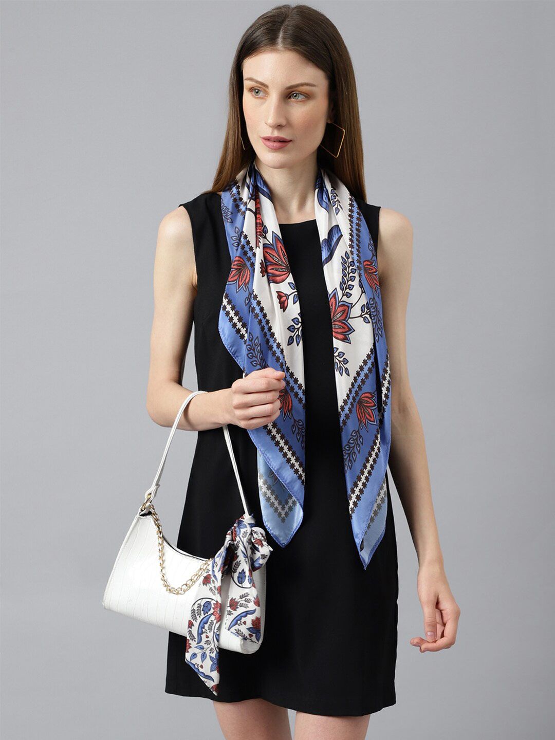 Tossido Women Blue & White Printed Scarf Price in India