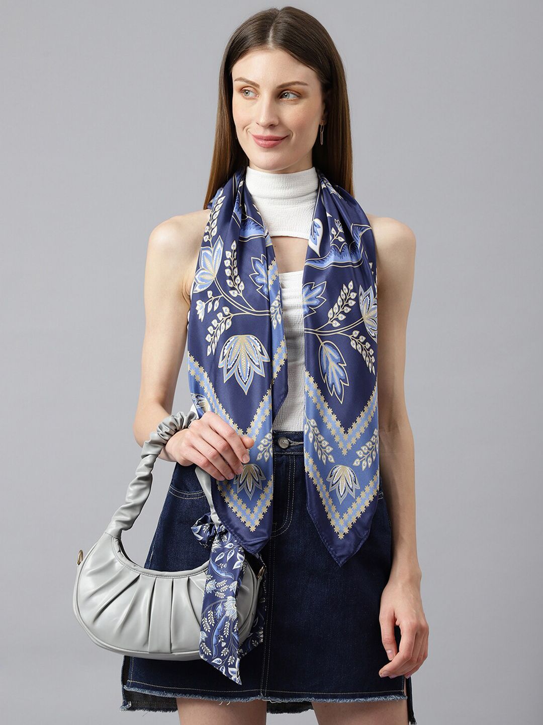 Tossido Women Blue & White Printed Scarf Price in India