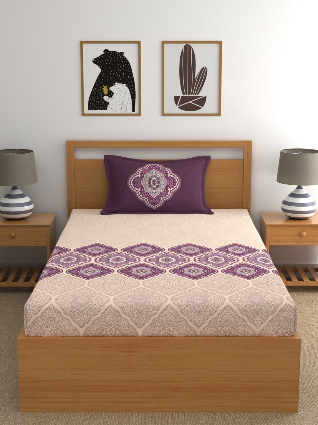 Dreamscape Unisex Purple Bedsheets Price in India